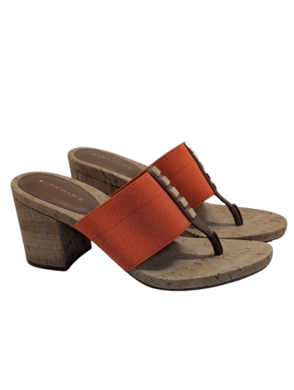 Alex Marie Orange Cork Heel Sandals With Accents Size 9